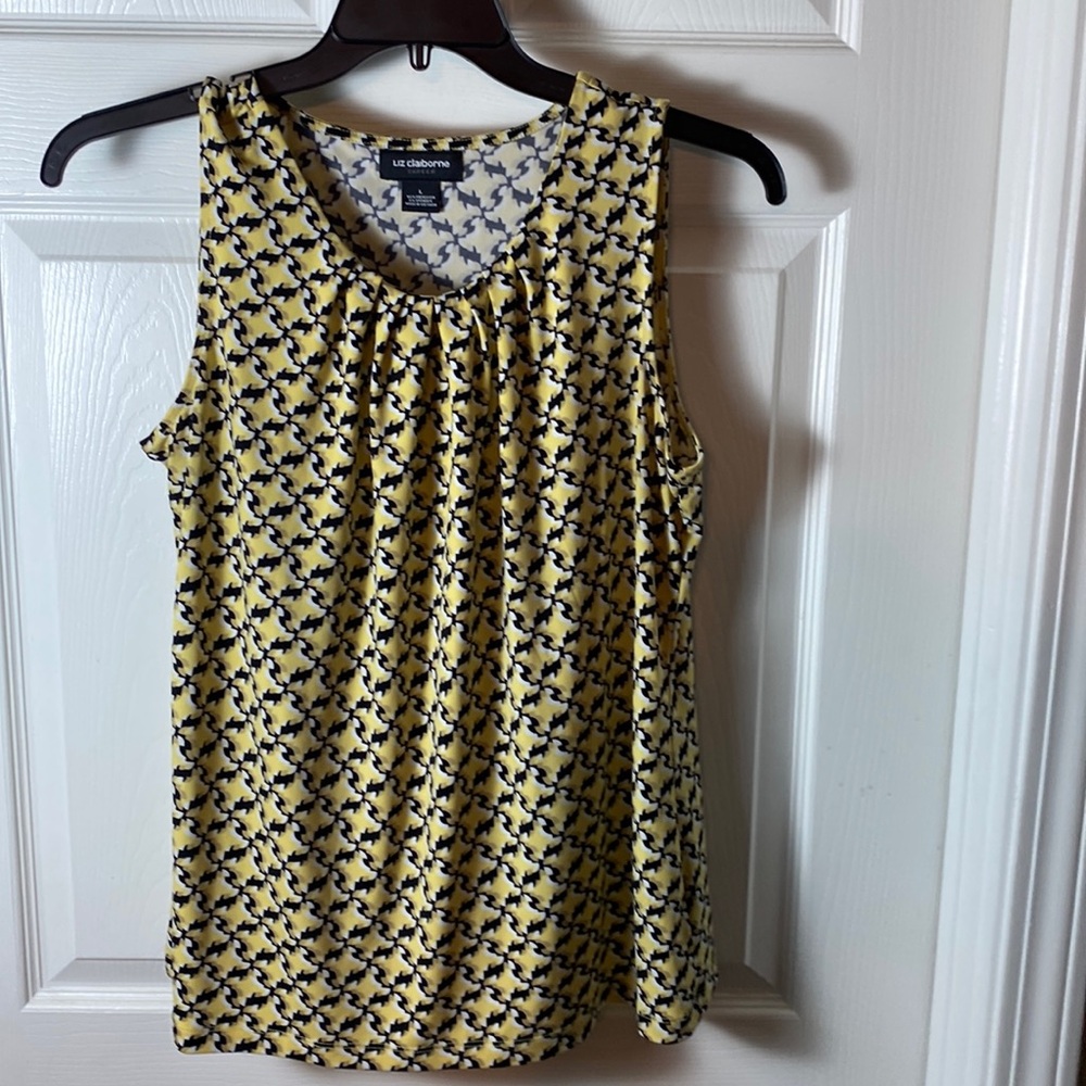 Liz Claiborne Career Scope Neck Top Blouse Sleeveless Size Large